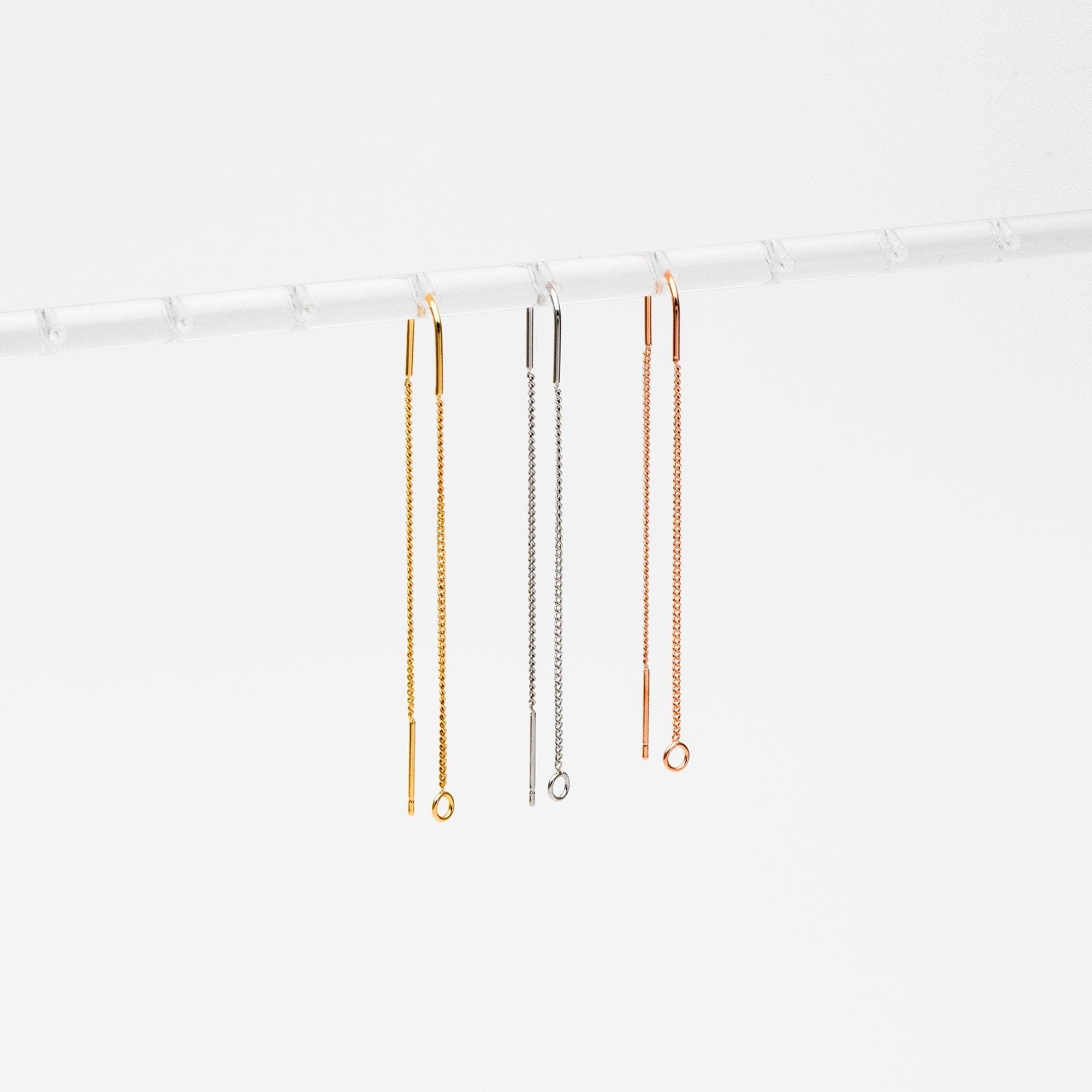 10pcs Gold/ Silver/ Rose Gold Ear Threader Earrings, Earwire Thread with Jump Ring, Color Not Easily Tarnish (GB-333-D)